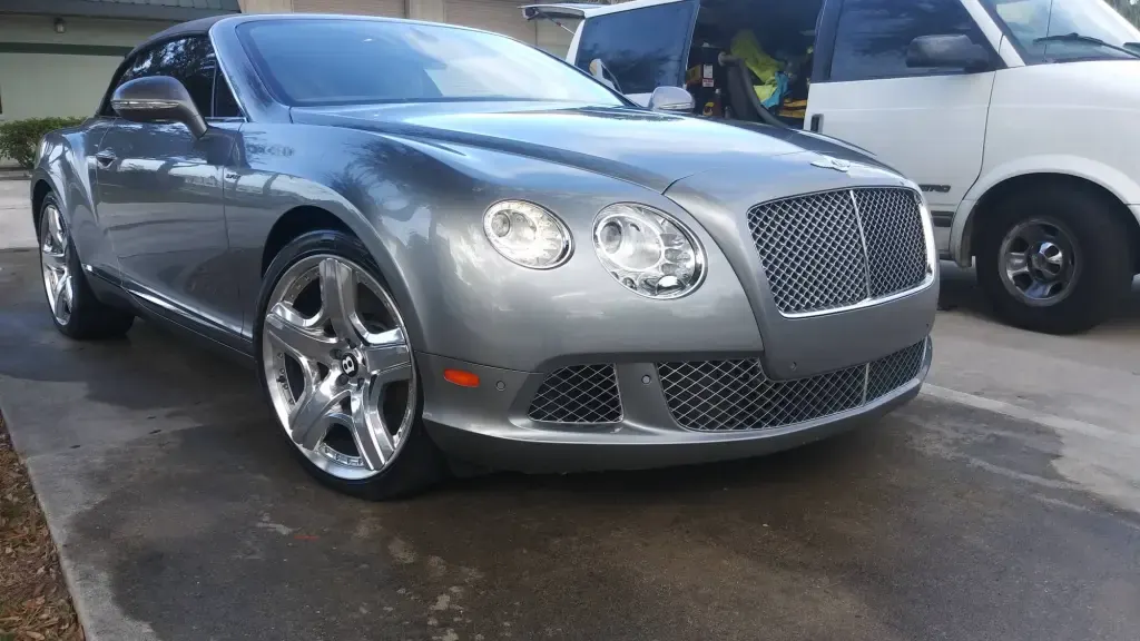 Silver Bentley Continental GT after detailing