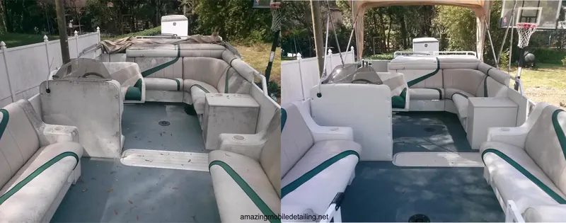 Pontoon boat seating after cleaning