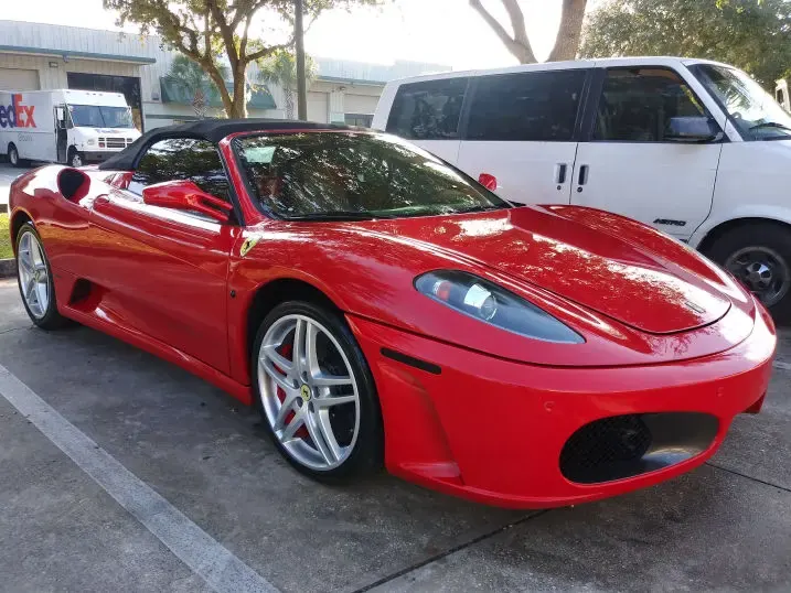 Red Ferrari F430 Spider after detailing