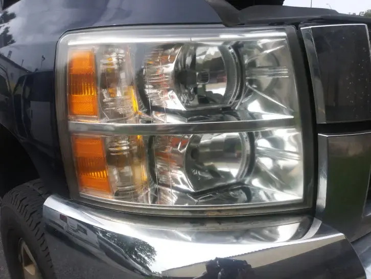 Clear truck headlight after restoration